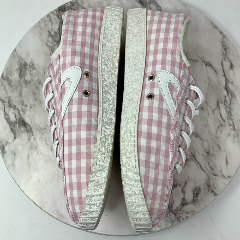 Tretorn Nylite Plus Lace Up Pink Gingham Sneakers 11 Retro Classic Preppy Casual - Picture 7 of 15